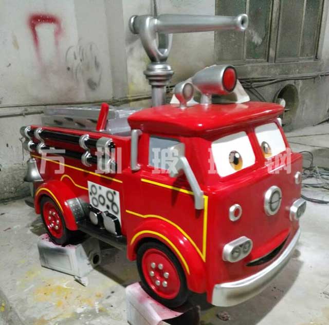 玻璃鋼卡通消防車雕塑