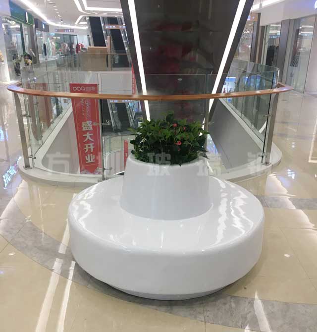 湖南步步高新天地定制圓形玻璃鋼花盆休閑椅