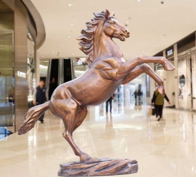 園林玻璃鋼仿銅馬雕塑