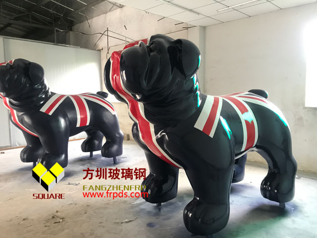 玻璃鋼斗牛犬動物雕塑