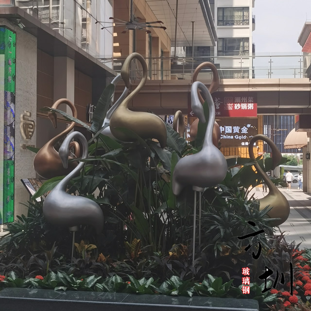 戶外景觀玻璃鋼丹頂鶴動物雕塑