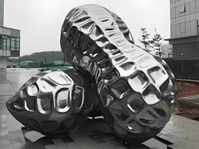 城市景觀廣場(chǎng)不銹鋼好事花生雕塑