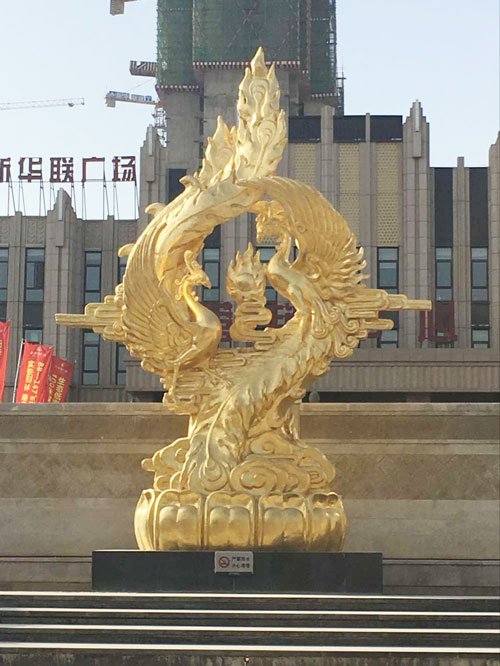 城市廣場創(chuàng)意雙鳳雕塑